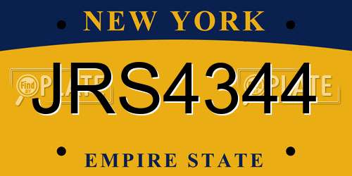 JRS4344 New York License Plate