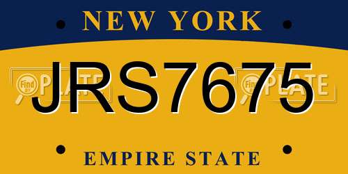 JRS7675 New York License Plate