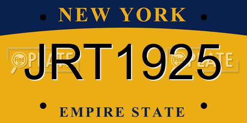 JRT1925 New York License Plate