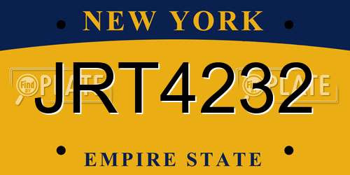 JRT4232 New York License Plate