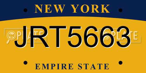 JRT5663 New York License Plate