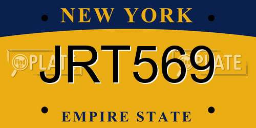 JRT569 New York License Plate