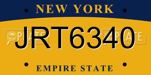 JRT6340 New York License Plate