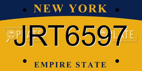 JRT6597 New York License Plate