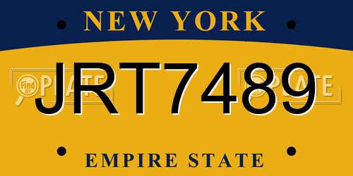 JRT7489 New York License Plate