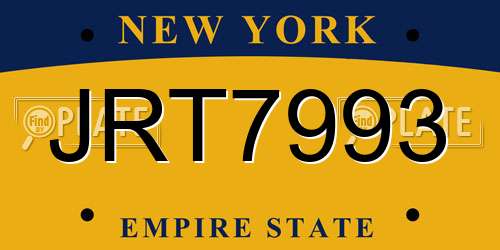 JRT7993 New York License Plate