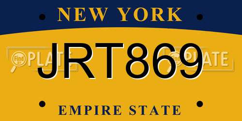 JRT869 New York License Plate