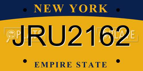 JRU2162 New York License Plate