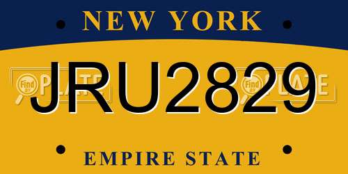 JRU2829 New York License Plate