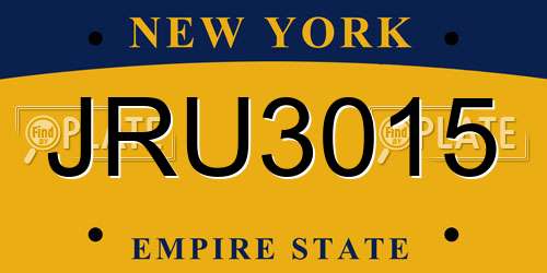 JRU3015 New York License Plate