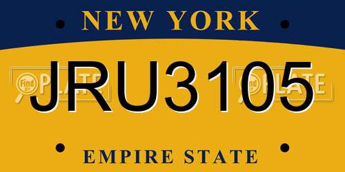 JRU3105 New York License Plate