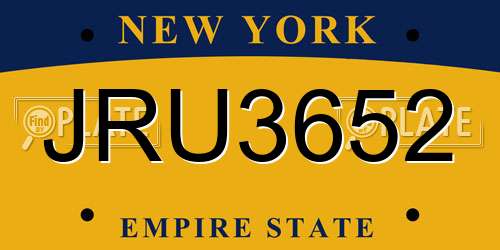 JRU3652 New York License Plate