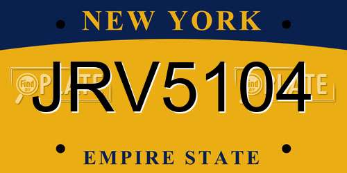 JRV5104 New York License Plate