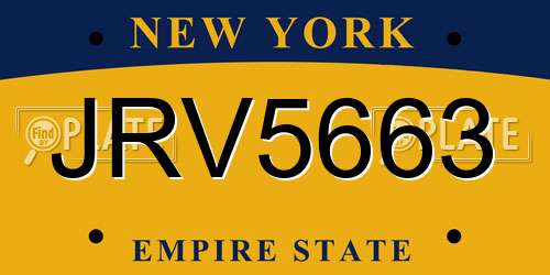 JRV5663 New York License Plate