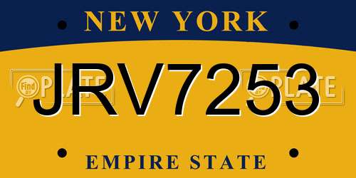 JRV7253 New York License Plate