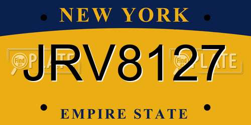 JRV8127 New York License Plate