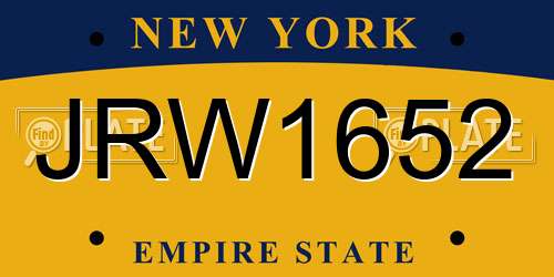 JRW1652 New York License Plate