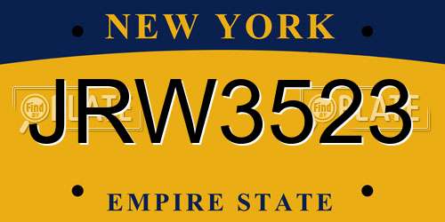 JRW3523 New York License Plate