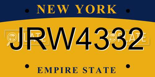 JRW4332 New York License Plate
