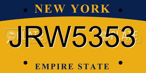 JRW5353 New York License Plate