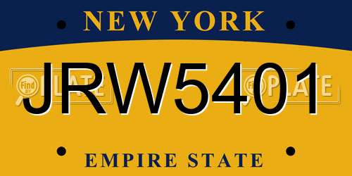 JRW5401 New York License Plate