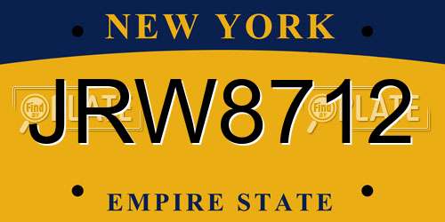 JRW8712 New York License Plate