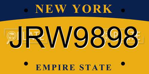 JRW9898 New York License Plate