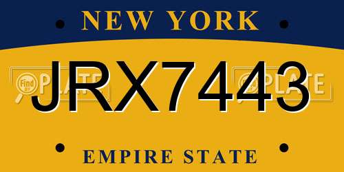 JRX7443 New York License Plate