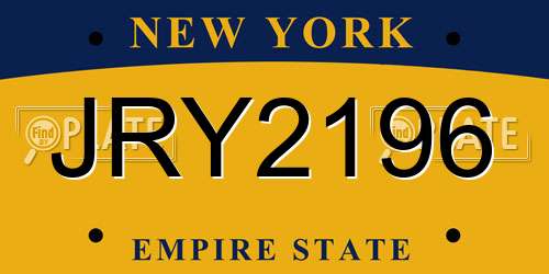 JRY2196 New York License Plate