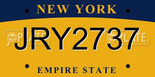 JRY2737 New York License Plate