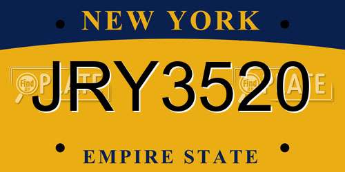JRY3520 New York License Plate