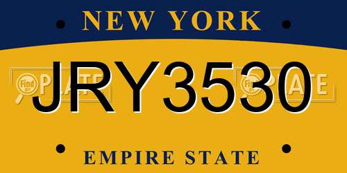 JRY3530 New York License Plate