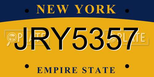 JRY5357 New York License Plate