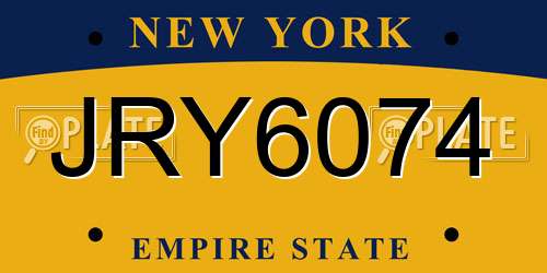 JRY6074 New York License Plate