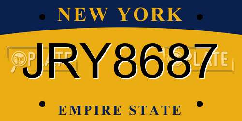 JRY8687 New York License Plate