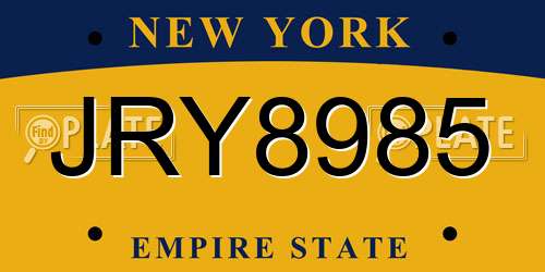 JRY8985 New York License Plate