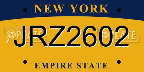 JRZ2602 New York License Plate
