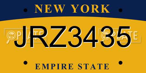 JRZ3435 New York License Plate