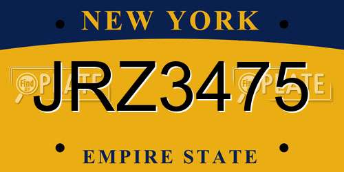 JRZ3475 New York License Plate