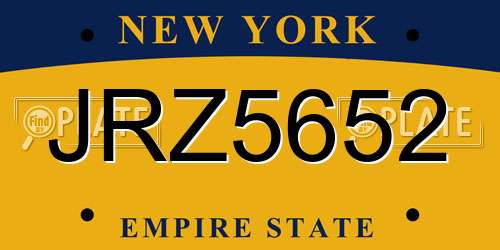 JRZ5652 New York License Plate