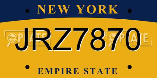 JRZ7870 New York License Plate