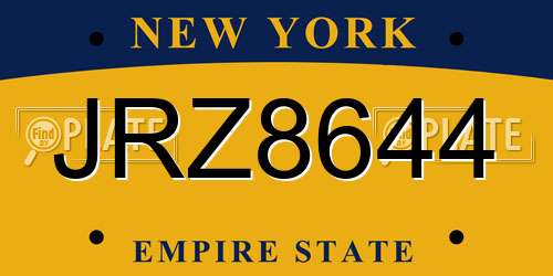 JRZ8644 New York License Plate