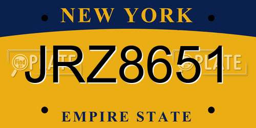 JRZ8651 New York License Plate