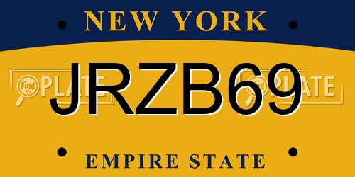 JRZB69 New York License Plate