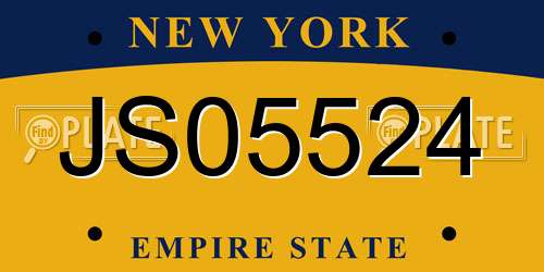 JS05524 New York License Plate