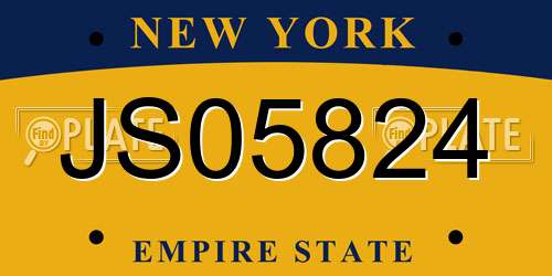 JS05824 New York License Plate