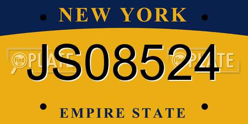 JS08524 New York License Plate