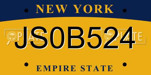 JS0B524 New York License Plate