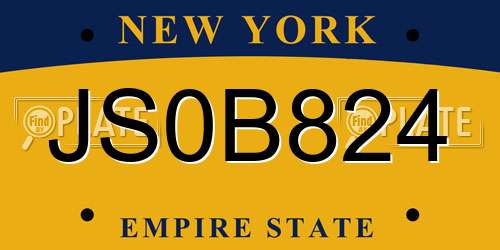 JS0B824 New York License Plate