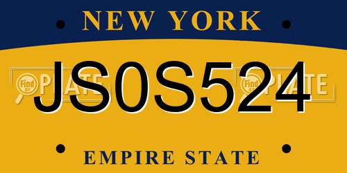 JS0S524 New York License Plate